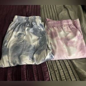 Women's Tie-Dye Joggers - Blue and Pink - 2 pack- size XL